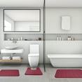 thumbnail image 2 of 3 Piece Memory Foam Bath Mat Set with U-Shaped Toilet Mat Bathroom Rugs Soft Comfortable Water Absorption Bath Carpet Non-Slip Thick Machine Washable for Kitchen/Living Room(Burgundy), 2 of 7