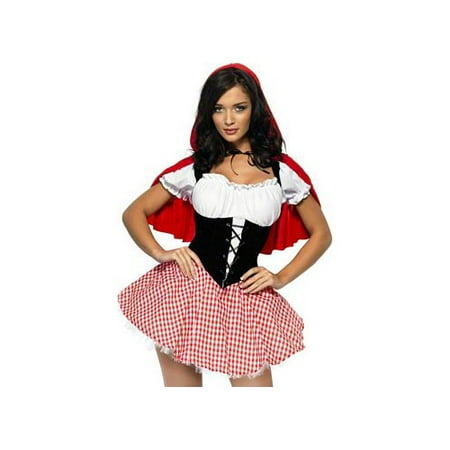 Smiffy's Fever Red Riding Hood Costume 38490SM Black/White/Red