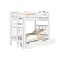 thumbnail image 4 of Bedz King Tall Bunk Beds Twin over Twin Mission Style with End Ladder and 2 Under Bed Drawers, White, 4 of 9