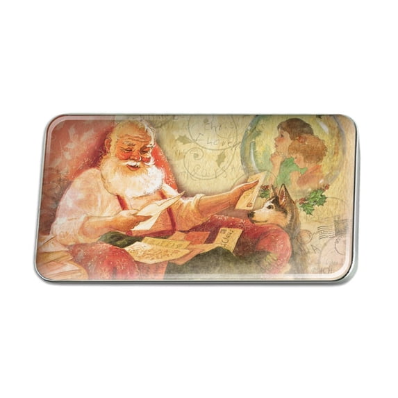 Christmas Holiday Retro Antique Dear Santa Letters Metal Rectangle Lapel Hat Pin Tie Tack Pinback