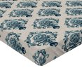 thumbnail image 2 of Ambesonne Damask Fitted Sheet, Nostalgic Baroque Blooms, California King, Tan Petrol Blue, 2 of 3