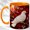 Orange, variant on White Dove Coffee Mug, Peace Bird Mug, Ceramic 11 oz