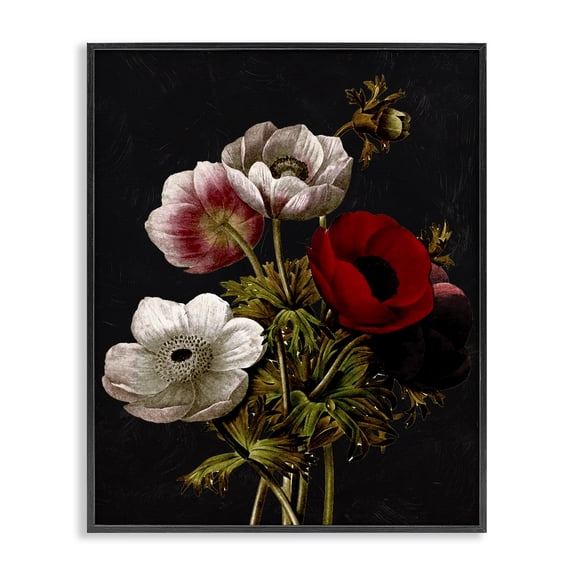 Stupell Industries French Country Vintage Poppy Bouquet Black Framed Giclee Art, 24 x 30, by Piddix