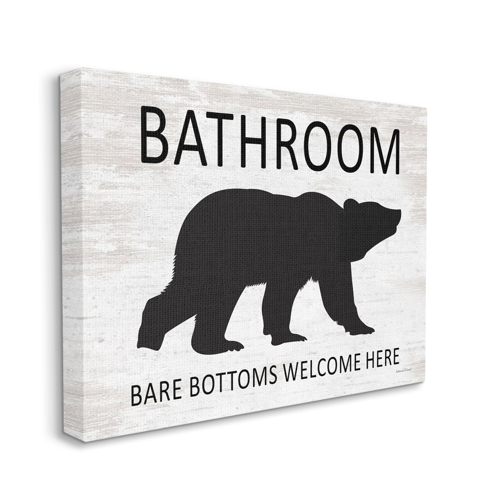 Stupell Industries Bathroom Bare Bottoms Welcome Here Funny Rustic Bear, 20 x 16, Design by Lettered and Lined