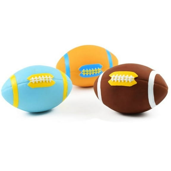 Zhaomeidaxi Squeaky Dog Toys Rugby Shape for Pet, Durable Latex Squeaky Dog Toy Balls, Funny Animal for Small, Medium and Large Breed Dogs Interactive Play and Chasing