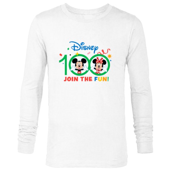 Disney 100 Anniversary Mickey and Minnie Join the Fun D100 - Long Sleeve T-Shirt for Men - Customized-White