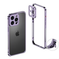 For iPhone 14 Pro Metal Bumper Phone Case,Bumper Frame Slim Fit No Back Design Excellent Heat Dissipation,with Lens Protection,Shockproof Anti-fall Rugged Frame Phone Case,Purple