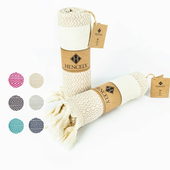 Hencely Turkish Hand Towel Set of 2 - Diamond Kitchen Dish Towel - Beige