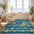 thumbnail image 3 of Design&I 3'x5' Washable Area Rug Ocean Whale Octopus Starfish Nautical Animals Under Classroom Flowing Dynamic for Home Office, Hallway, Low Profile & Durable Daily Traffic Ready, 3 of 7