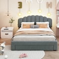 thumbnail image 2 of Queen Bed Frame with Teddy Fleece Upholstery Upholstered Platform Bed with Drawer for a Cozy and Stylish Bedroom-Gray, 2 of 9