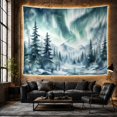 thumbnail image 6 of Northern Lights in Winter Forest Landscape, Mystical Celestial for Nature Lovers, Scenic Mountain Art Decor, Holiday Gift Tapestry Wall Hanging for Bedroom and Living Room, 6 of 7