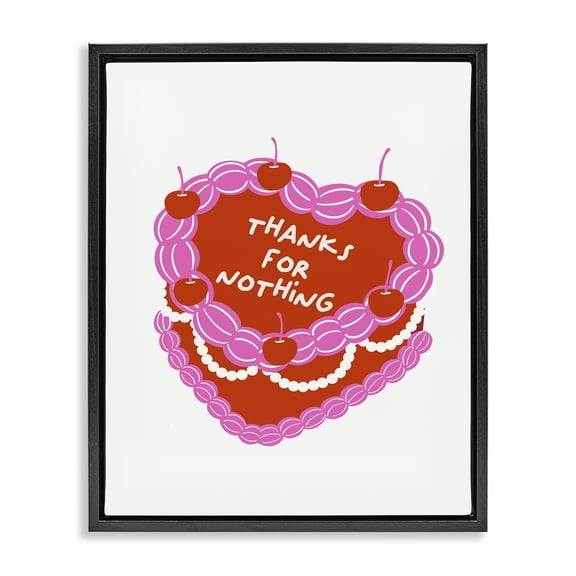 Stupell Industries Thanks For Nothing Cake Food & Beverage Painting Black Floater Framed Canvas Art Print Wall Art, 17 x 21