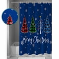thumbnail image 4 of Navy Blue Christmas Waterproof Fabric Shower Curtain, Xmas Tree Winter Snowflake Shower Curtain for Bathroom Curtains Bathtubs Hotel Washable Shower Curtains with 12 Hooks Stall 48x72in, 4 of 6
