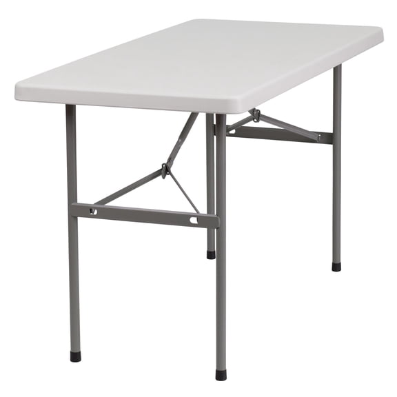 Bowery Hill Granite Plastic Folding Table in White