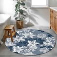 thumbnail image 3 of Round Rug 4Ft Washable Non-Slip, Blue White Flowers Circle Area Rugs for Living Room Bedroom, Country Vintage Botanical Floral Indoor Floor Mats Carpet Runner for Home Decor Aesthetic, 3 of 8