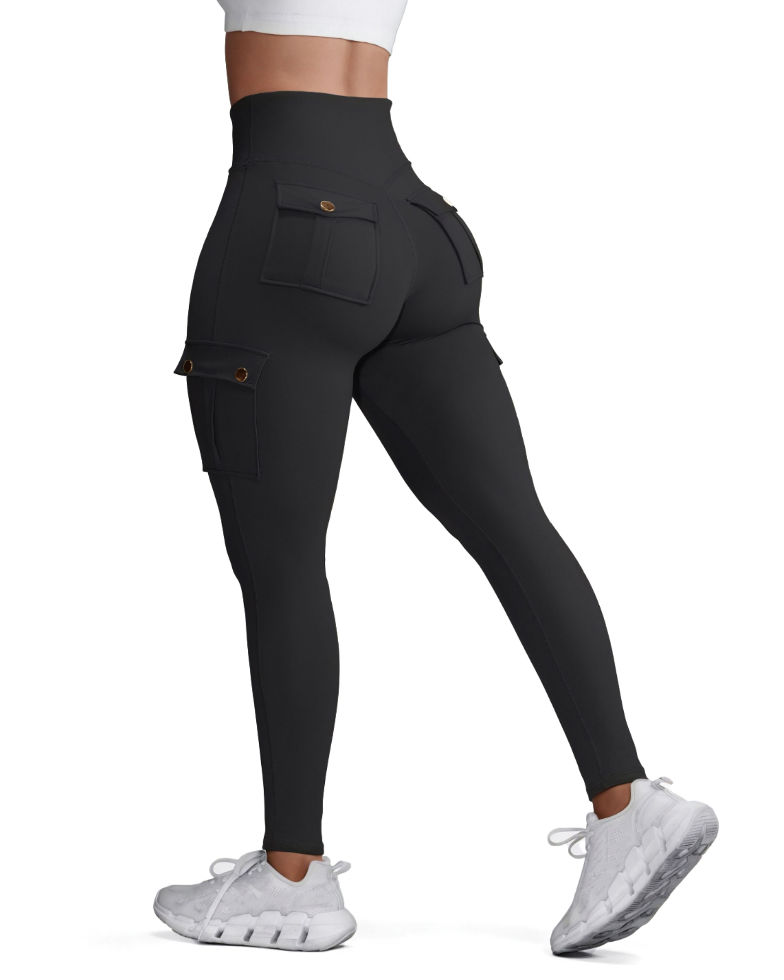 FITOP Women's Cargo Yoga Leggings High Waist with Pockets