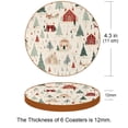 thumbnail image 3 of Christmas Tree 6PCS Round Microfiber Leather Coasters – Set of 6 Drink Coasters, 11x11 cm/4.3x4.3 in, Absorbent Coaster for Home and Kitchen, 3 of 6