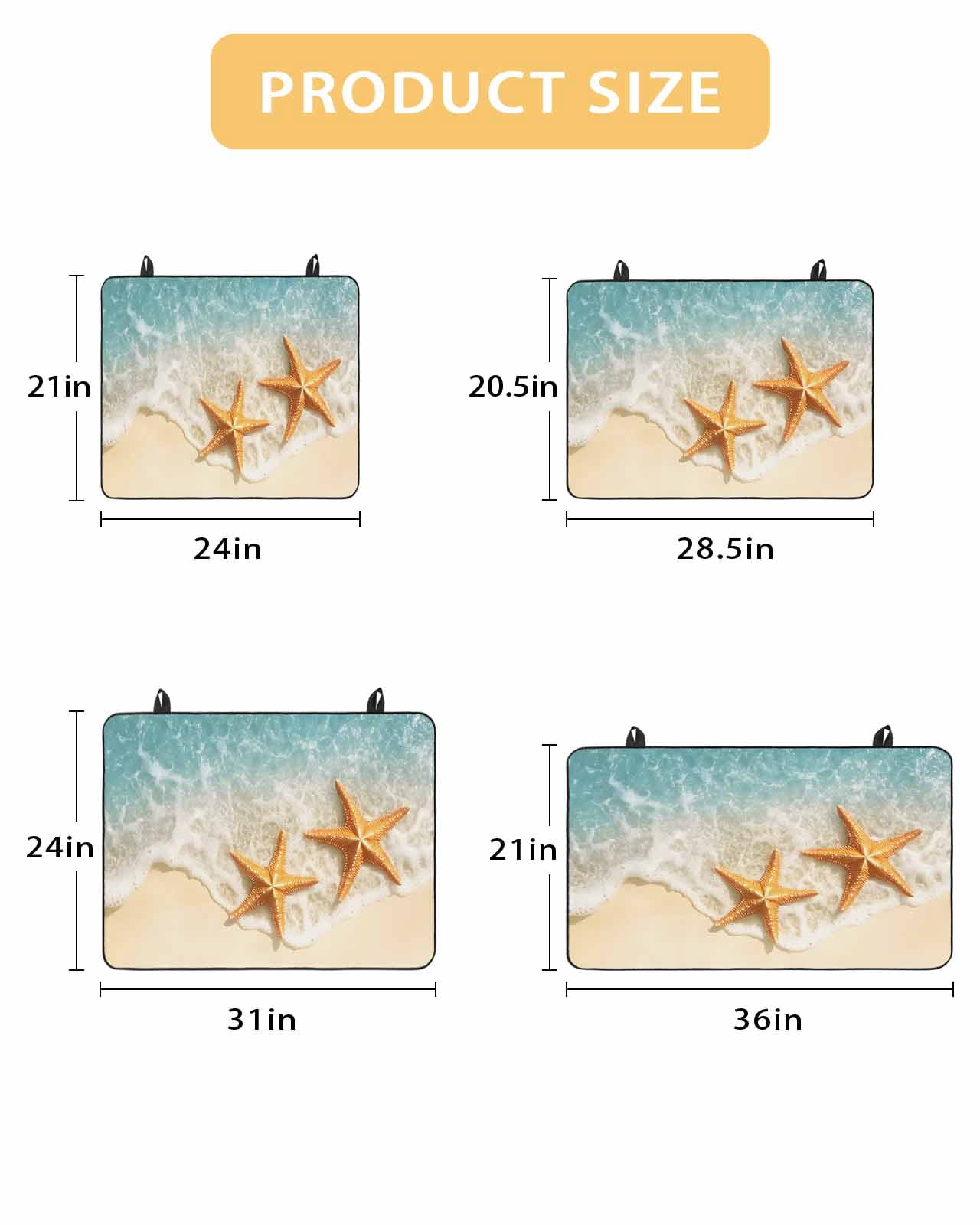 nqOlkjepod Large Induction Cooktop Protector Mat 24"x21", Coastal Summer Stove Top Covers for Electric Stove, Yellow Starfish Ocean Green Water Stove Burner Cover Mats, Glass Top Stove Cover