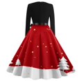 Womens Christmas Dresses Long Sleeve Crew Neck 2024 Cute Snowflake