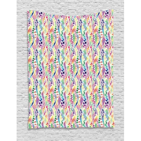 - Geometric Tapestry, Mixed Mosaic Figures Vivid Nature Inspired Kids Girls Hippie Contrast Design, Wall Hanging for Bedroom Living Room Dorm Decor, 40W X 60L Inches, Multicolor, by Ambesonne