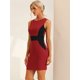 thumbnail image 3 of Vestido De Tubo Para Mujer Contraste De Color Cuello Redondo Corte Ajustado Sin Mangas Vestidos Elegantes Para La Oficina Rojo oscuro S, 3 of 6