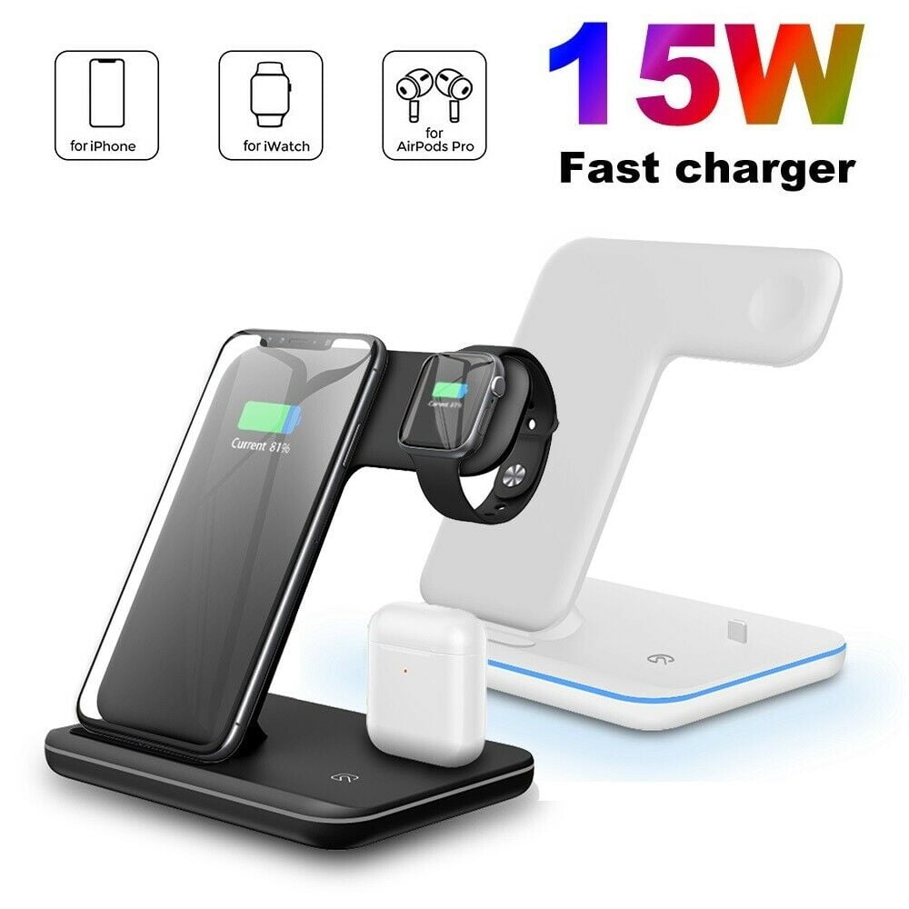 15W Wireless Charger Stand 3 In 1 Fast Charging Station For IWatch 5 4 