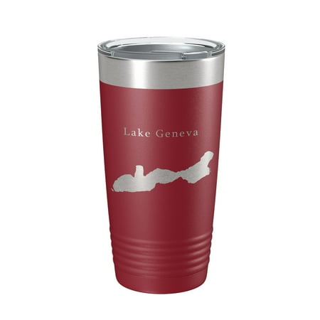 

Lake Geneva Map Tumbler Travel Mug Insulated Laser Engraved Coffee Cup Wisconsin 20 oz Maroon