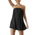 thumbnail image 2 of Coduop Women Pleated Strapless Tube Dress Off Shoulder Tunic Dress Tiered Casual Short Mini Dress, 2 of 9