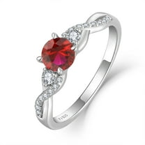 FJ Promise Rings for Her 925 Sterling Silver Engagement Ring Anniversary Wedding Eternity Ring Ruby July Birthstone Jewelry for Women Size 8