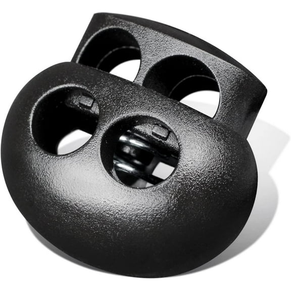 Plastic Cord Lock End Toggle Double Hole Spring Stopper Fastener Slider Toggles End (Black,10 PCS)