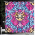 thumbnail image 3 of Ambesonne Blue Floral Shower Curtain, Hippie Vibes Flowers, 69"Wx70"L, Hot Pink Pale Orange, 3 of 4
