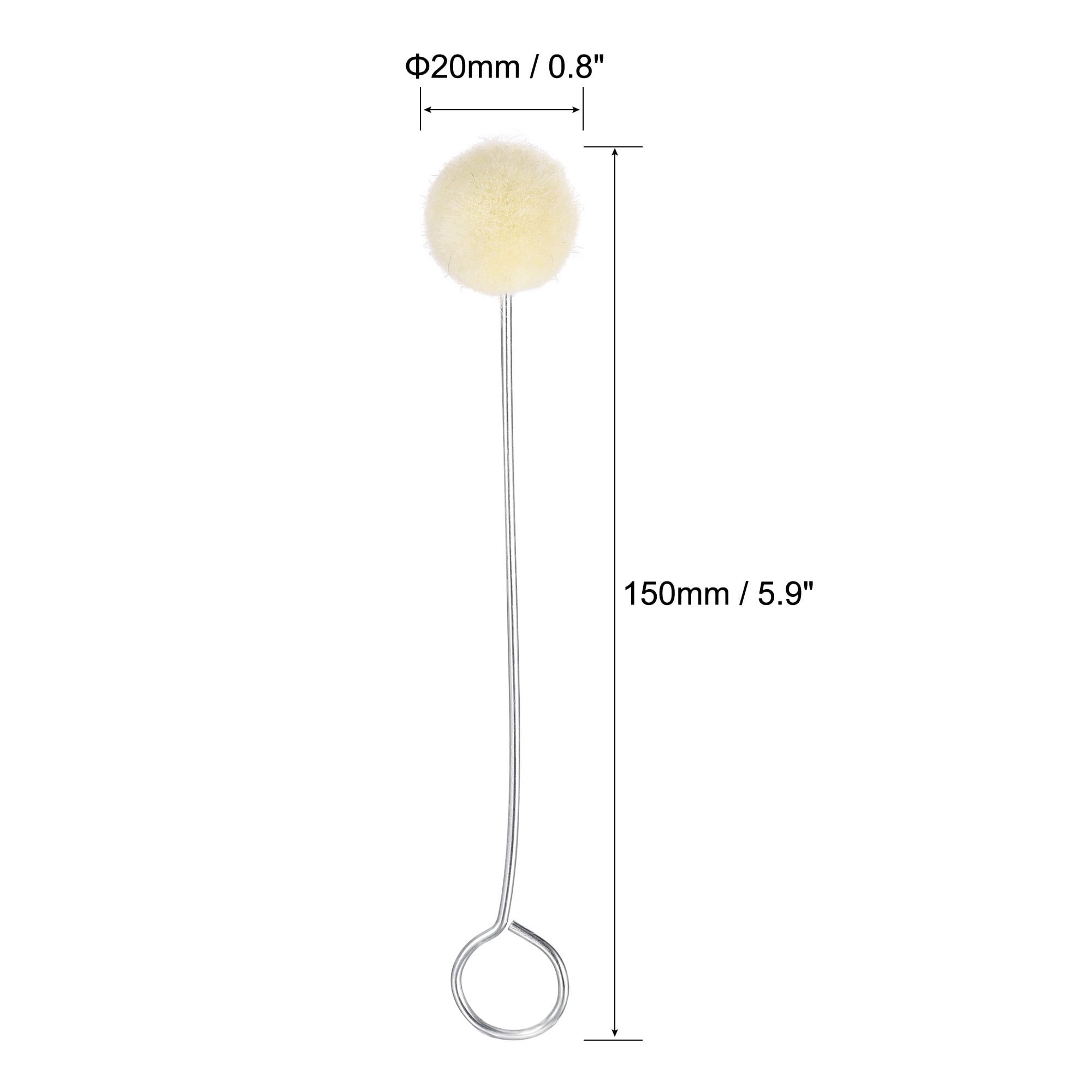100 Pcs Wool Daubers Ball Leather Dye Tool 5.9" Wool Balls Brush with Steel Handle for DIY Crafts Projects