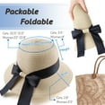 thumbnail image 5 of Women,Little Girls Straw Sun Hat Summer Beach Cap Foldable Visor Floppy Hats Wide Brim with Bowknot, 5 of 7