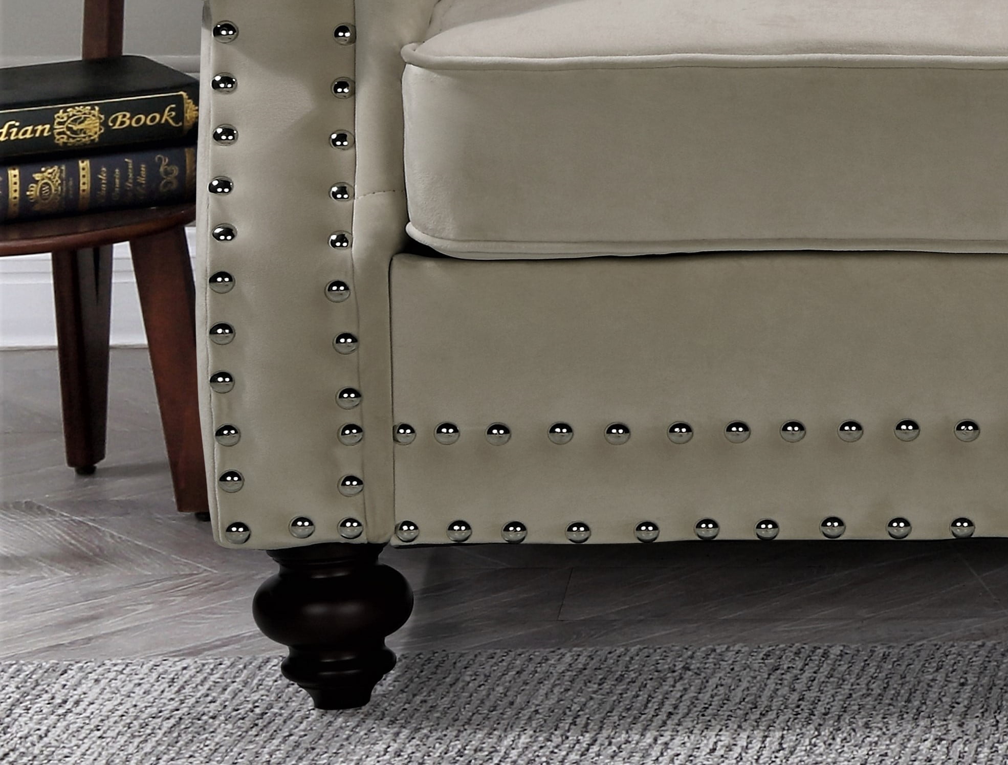 Uspridefurniture Feingold 61.4'' Velvet Rolled Arm Loveseat,Beige