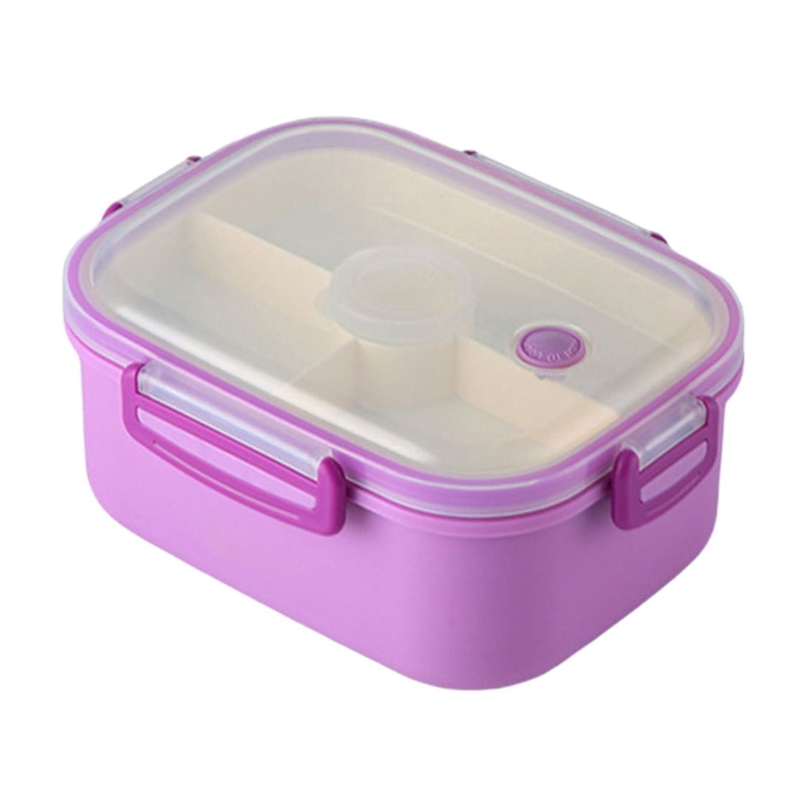 Rijanmt 304 Stainless Steel Lunch Box With 1 Fork & Knife,50.7 Oz Large Food Storage Container With 4-Compartments-Lid,Reusable Divided Meal Prep Box For Home Work Travel,Adults Students Use,Purple