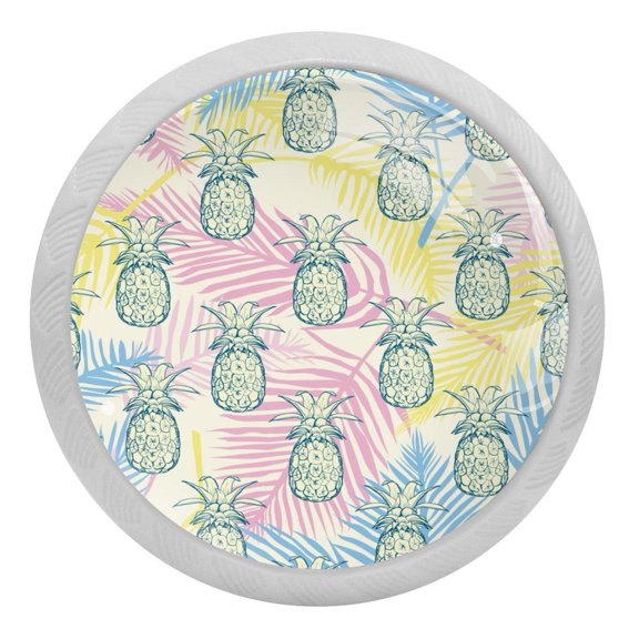 4PCS Round Pineapple Cabinet Fluorescence Knob Glowing in the Dark Furniture Drawer Pulls Handle with Screws