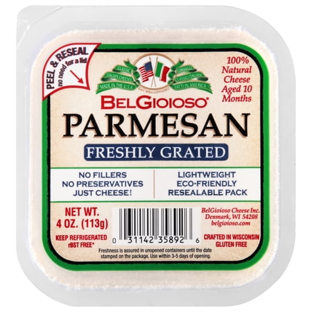 BelGioioso Freshly Grated Parmesan Cheese, 100% Natural, 4 oz Resealable Cup