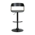 thumbnail image 5 of Larisa Adjustable Black Wood Bar Stool in Gray Faux Leather with Golden Bronze and Black Metal, 5 of 10