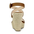 thumbnail image 2 of BLISSFUL STEP Women's Shoes Espadrille Wedge Slingback Crisscross Sandals Brown 9, 2 of 7