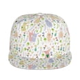 thumbnail image 2 of Daiia Flower Rabbit print Flat Bill Hats Flat Brim Trucker Cap Baseball Cap Adjustable Classic Low Profile Hat Unconstructed Plain Cap, 2 of 9
