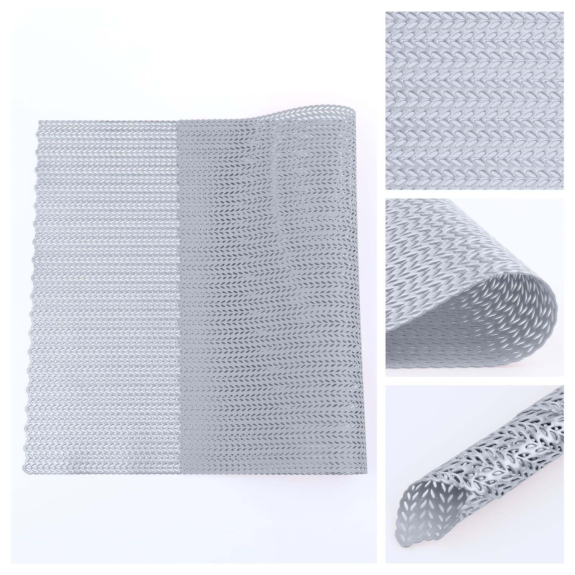 Unique Bargains Farmhouse Placemats Set of 8 for Dining Table Decor Silver 18x12in