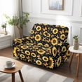 thumbnail image 4 of Xixirimido Recliner Loveseat Cover Non-Slip Reclining Couch Covers for 2 Seat, Recliner Sofa Cover Furniture Protector with Pockets for Kids, Pets, Butterfly Sunflower Black, 4 of 8