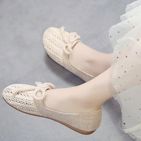 

WOXINDA Women s Ladies Fashion Casual Knit Cane Hollow Out Flat Loafers Casual Shoes