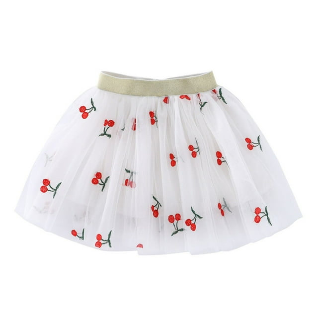 Embroidery Tulle Tutu Skirt With Heart Cherry Pineapple For Girls 1 10 Years