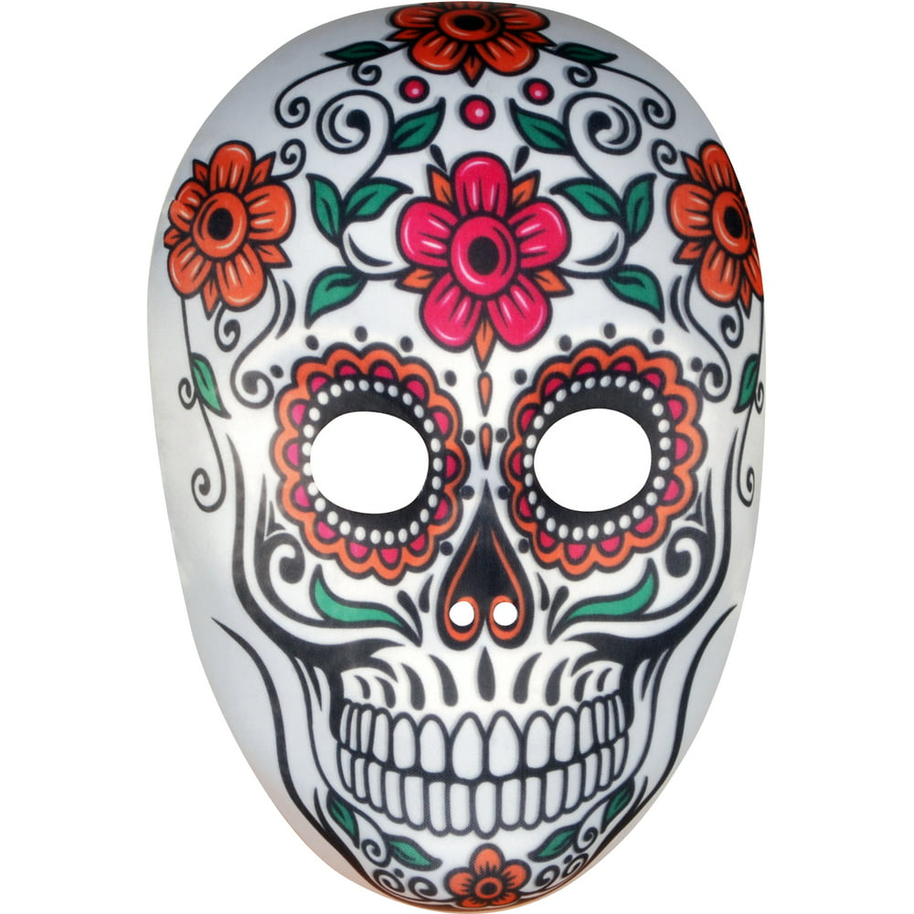 Star Power Day of the Dead Sugar Skull Face Mask, White Multi, One-Size ...