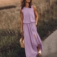 thumbnail image 1 of Robe Décontractée pour Femmes Robe d'Été pour Femmes Sans Manches Col Robes Maxi Couleur Unie Robe à Fente Vêtements pour Femmes G AG, 1 of 6
