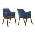 thumbnail image 2 of Renzo Blue Fabric and Walnut Wood Dining Side Chairs - Set of 2, 2 of 8