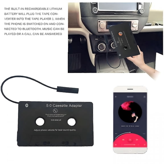 GJX Universal Cassette Bluetooth 5.0 Adapter Converter Wireless Cassette to Car Cassette Auxiliary Device