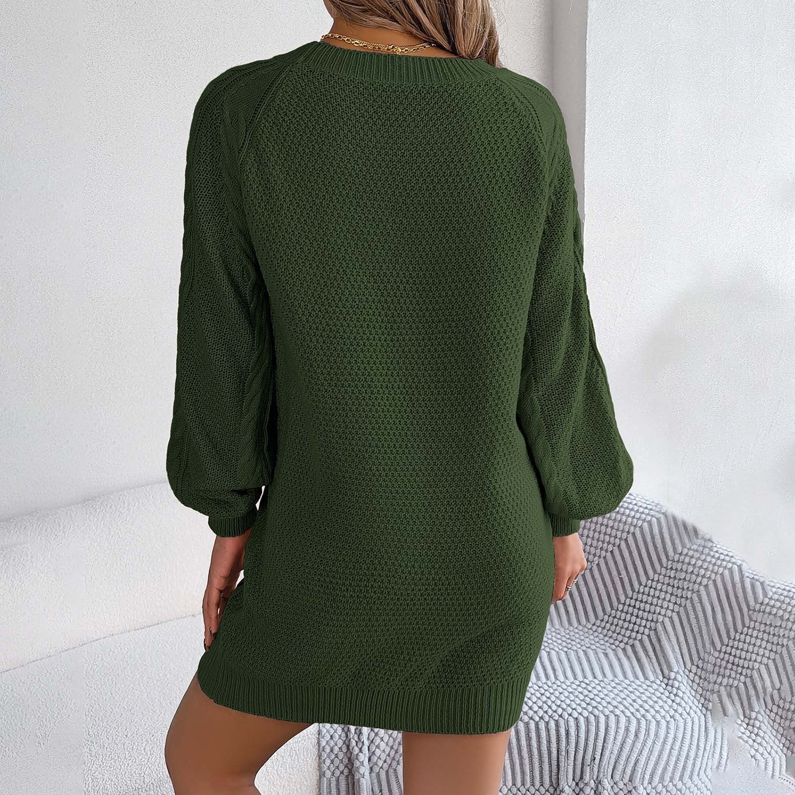 Generic Womens Oversized Chunky Cable Knit Mini Sweater Dress 2025 Fall  Winter Pullover Long Sweaters Knitted Dresses