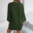 thumbnail image 5 of Busydd Women Sweater Dress Solid Color Long Sleeve Fall Dresses Fashion Round Neck Ribbed Mini Dress Comfortable Warm Women's Casual Dresses M, 5 of 8